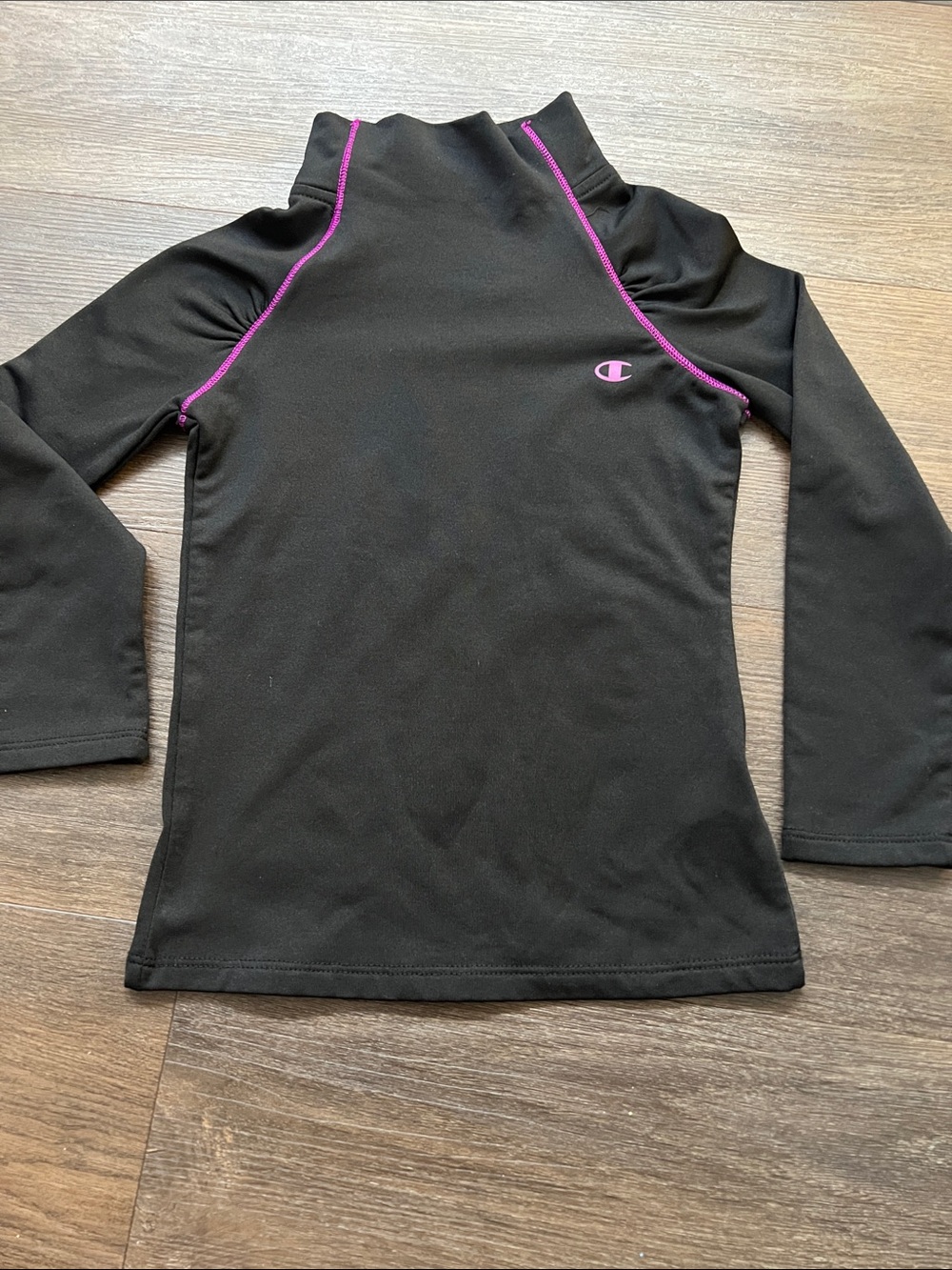 Champion Black Athletic Long Sleeve Top with Pink Accents